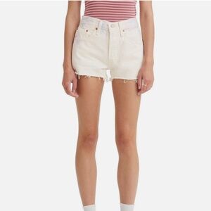 NWT Levi’s 501 White Tie Dye High Rise Fray Bottom Shorts